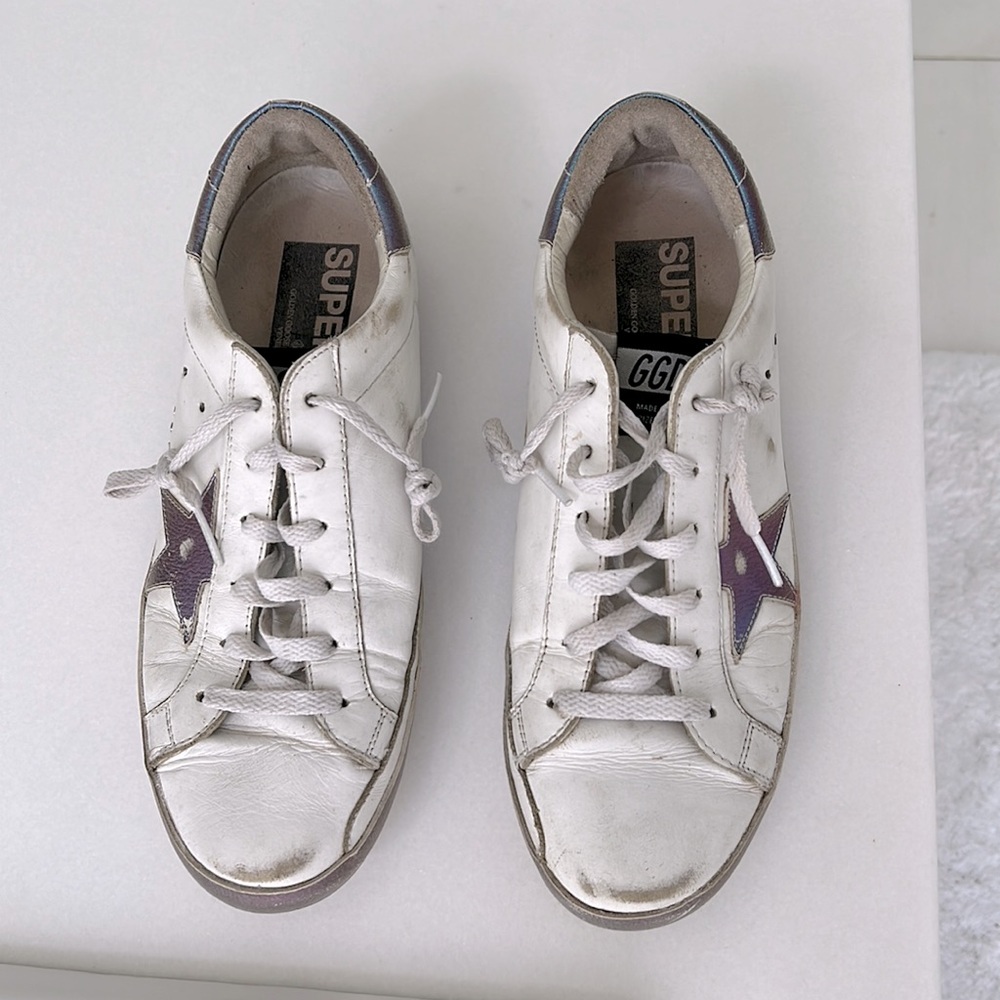Golden Goose white and purple iridescent